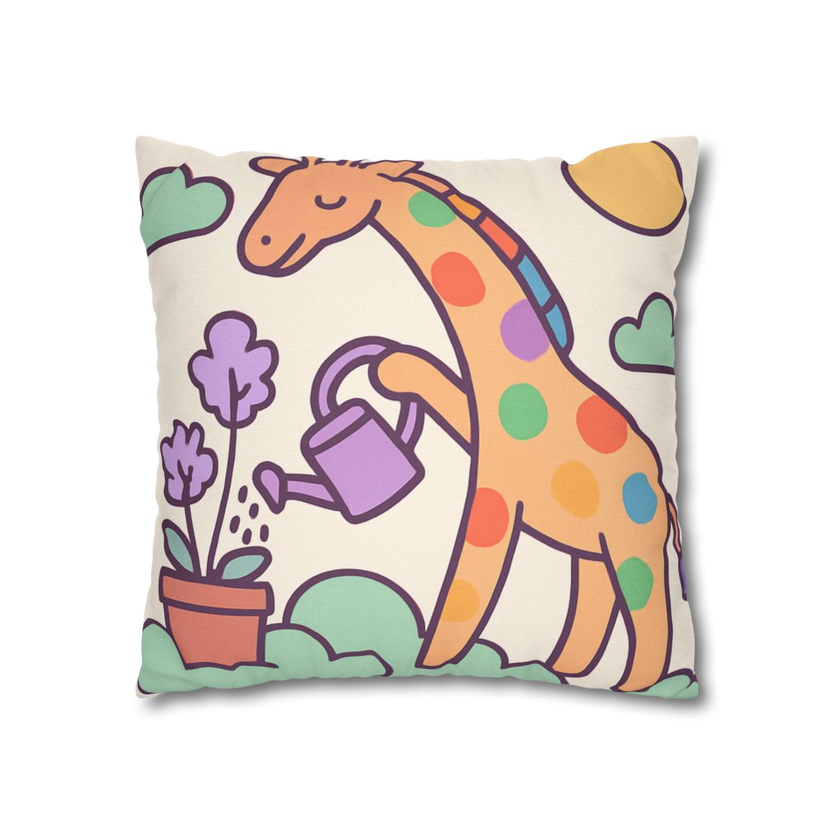 Cloud Garden With Rainbow Giraffe trendy patterned pillow cases
