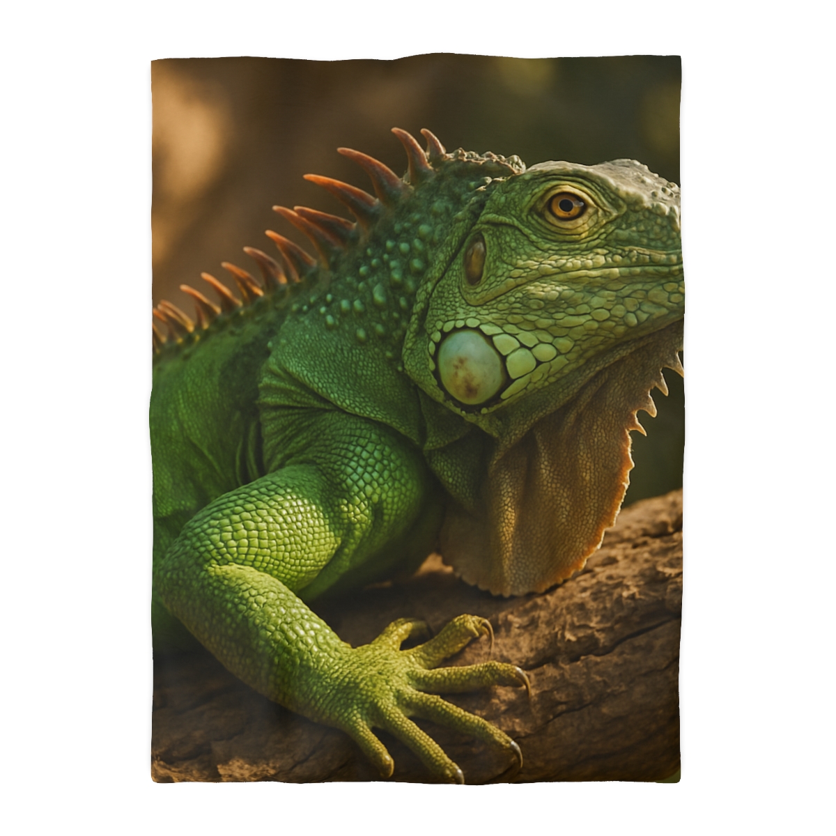Sunlit Perch Green Iguana custom duvets