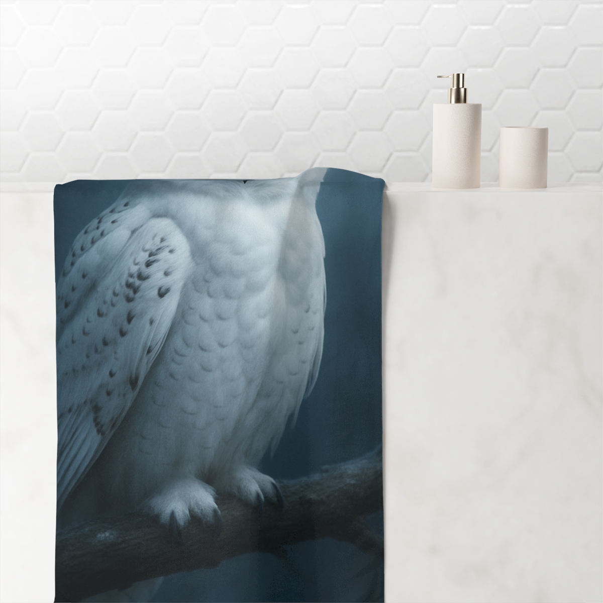 Midnight Watch Snowy Owl stylish beach towels