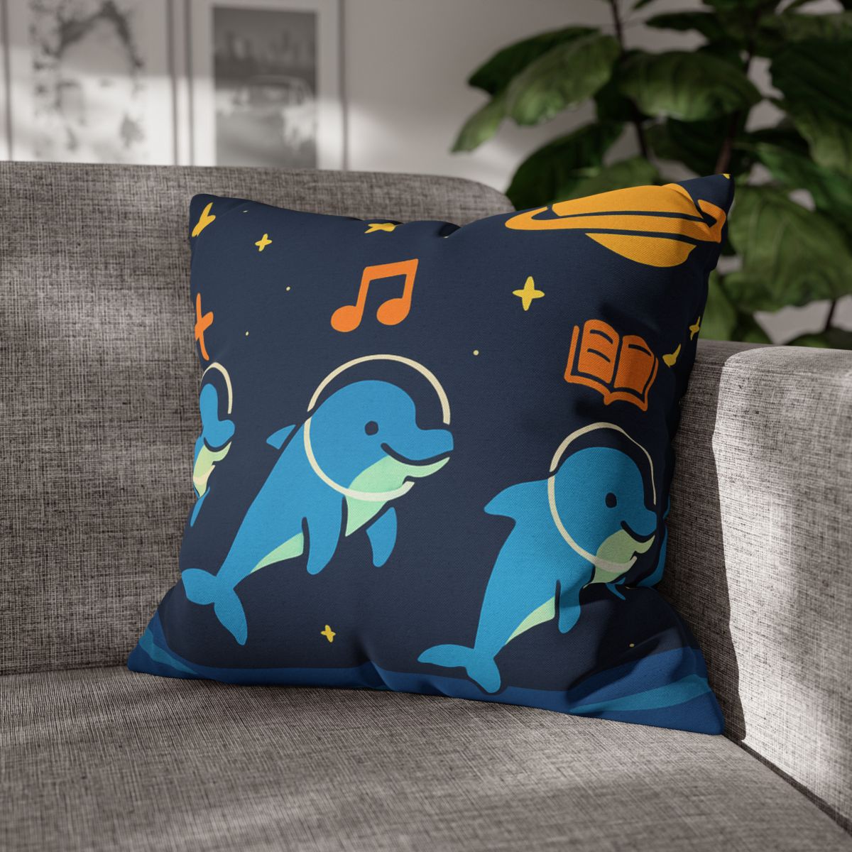 Space School Of The Ocean Dolphins designer print pillow cases