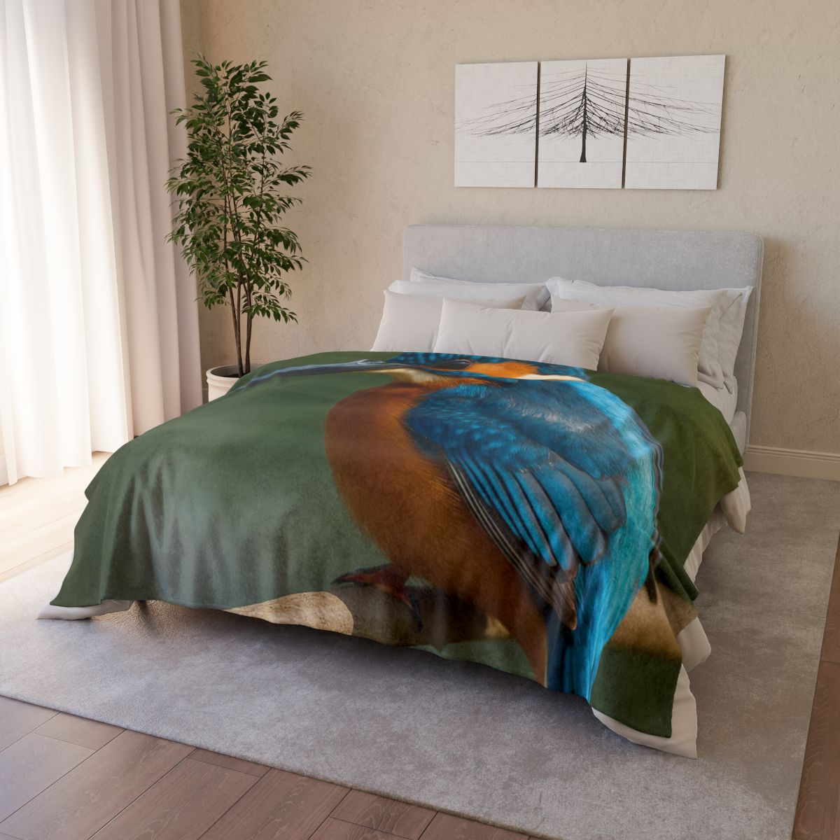 Azure Bolt Common Kingfisher soft fleece blankets