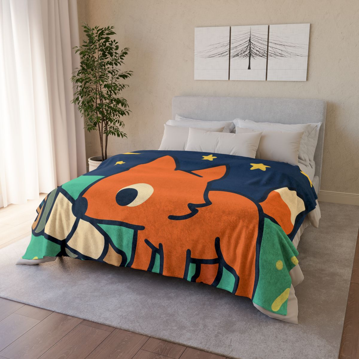 Starlight Safari Fox soft fleece blankets