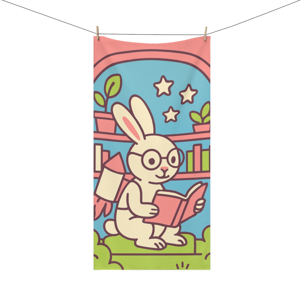 Rocket Rabbit Library decorative home towelscustom towels