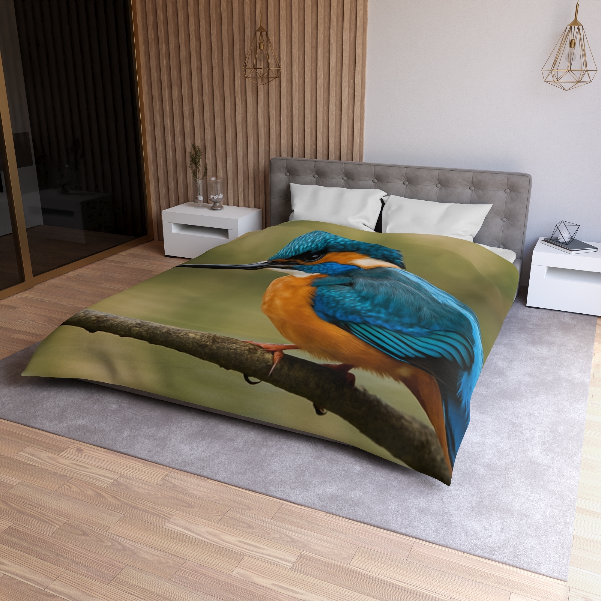 Crystal Dive Common Kingfisher unique patterned duvets