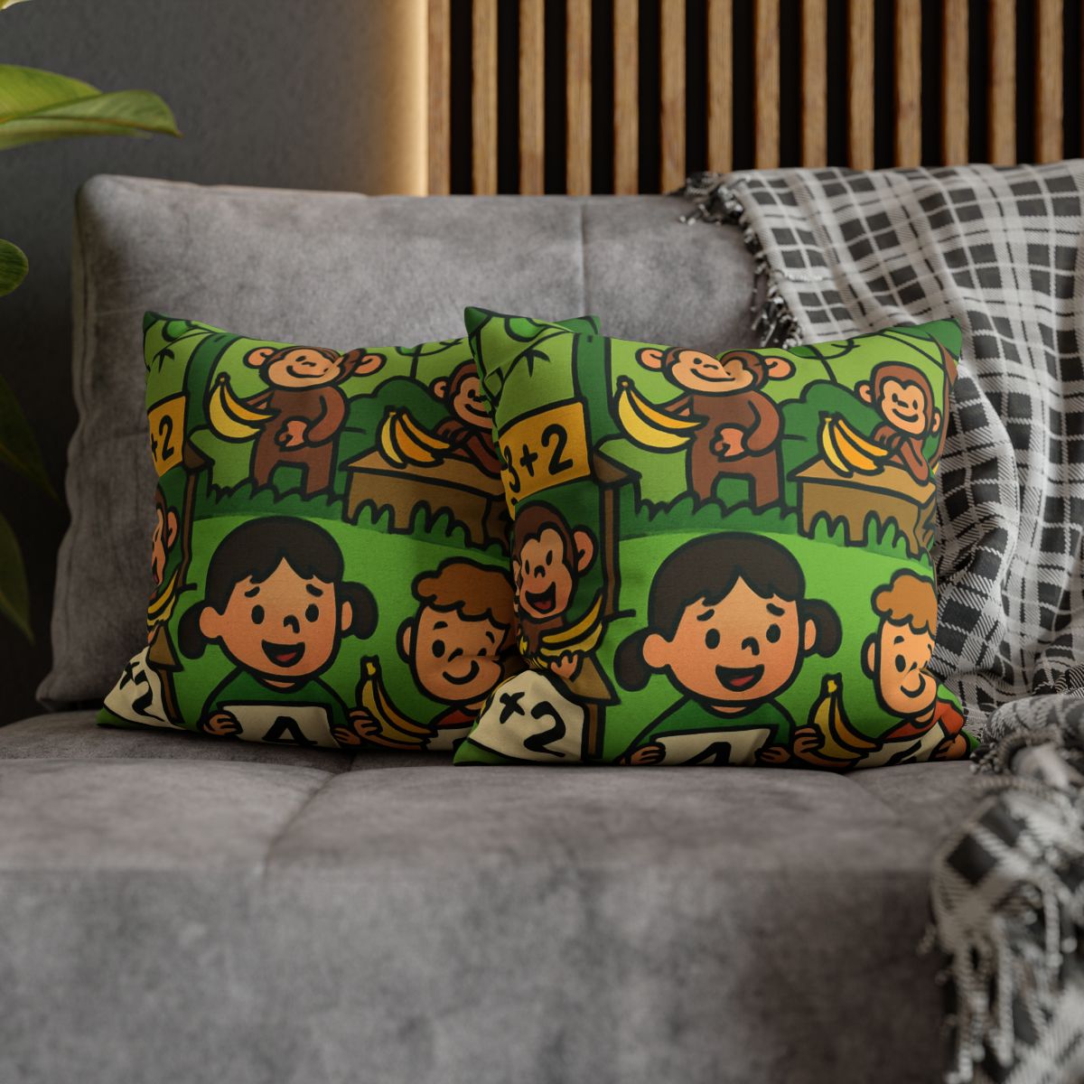Jungle Math Monkey Market stylish decorative pillowcases