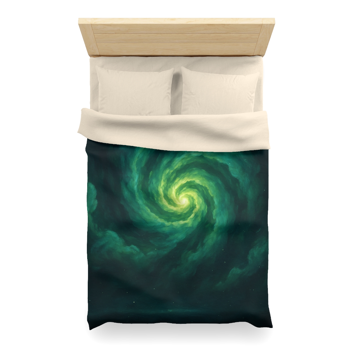 Verdant Nebula Swirl designer printed duvets