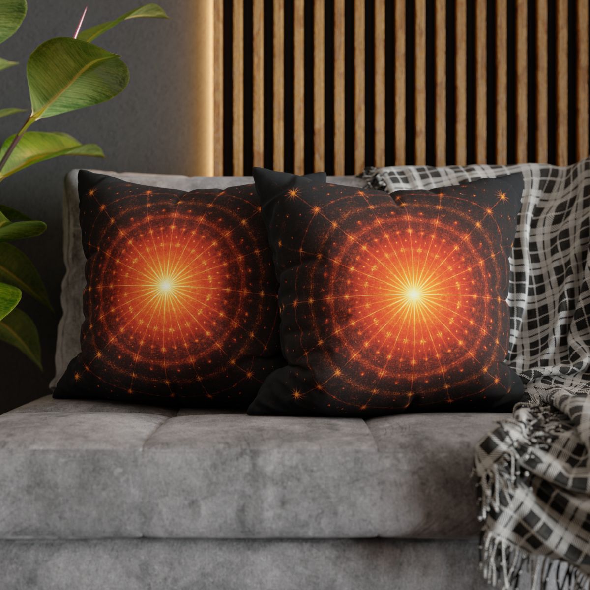Photon Burst Mandala soft cotton pillow cases