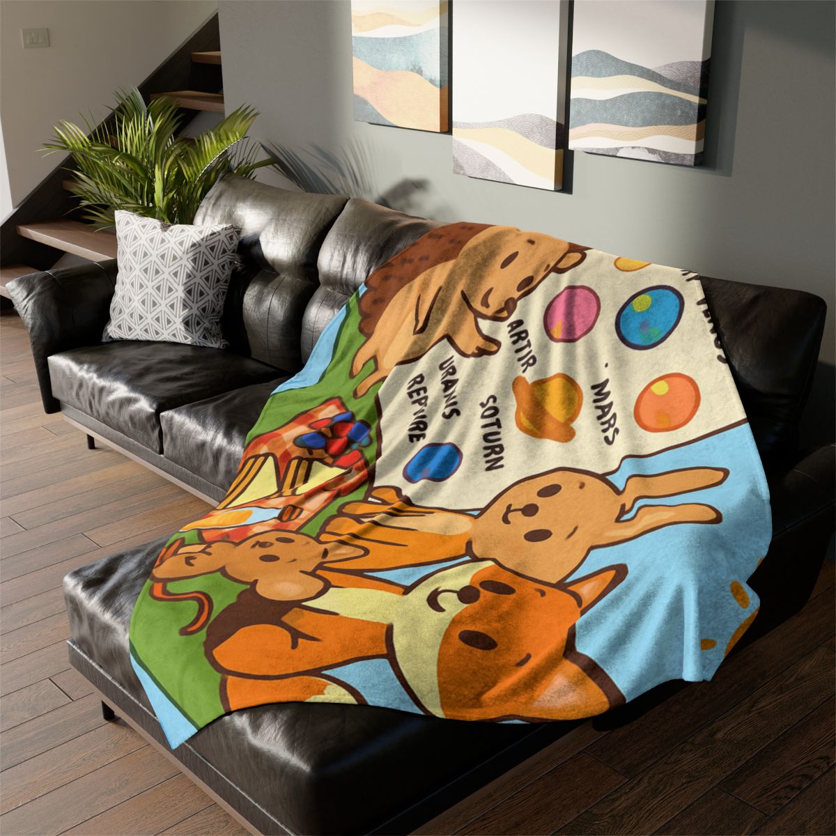 Solar System Picnic On A Floating Leaf stylish throw blankets