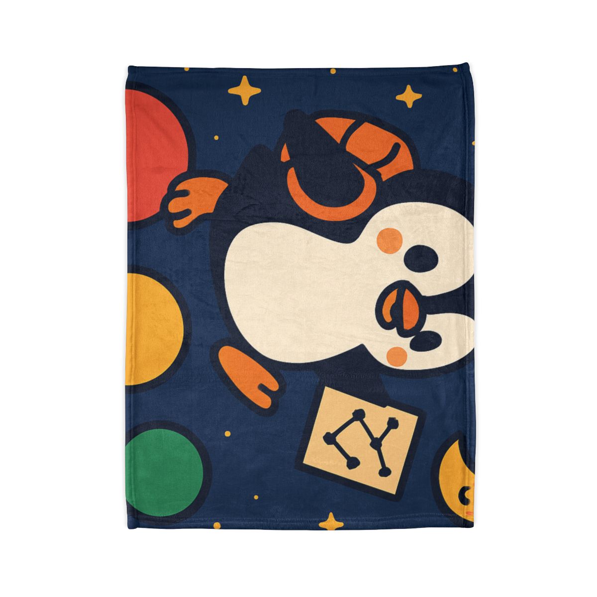 Planet Hopping Penguin Explorer designer printed blankets