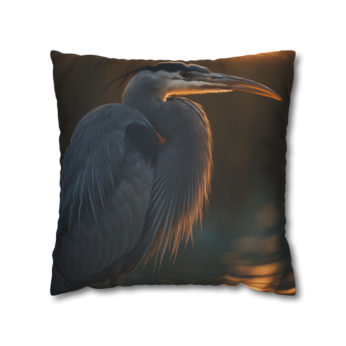 Moonlit Sentinel Great Blue Heron stylish decorative pillowcases