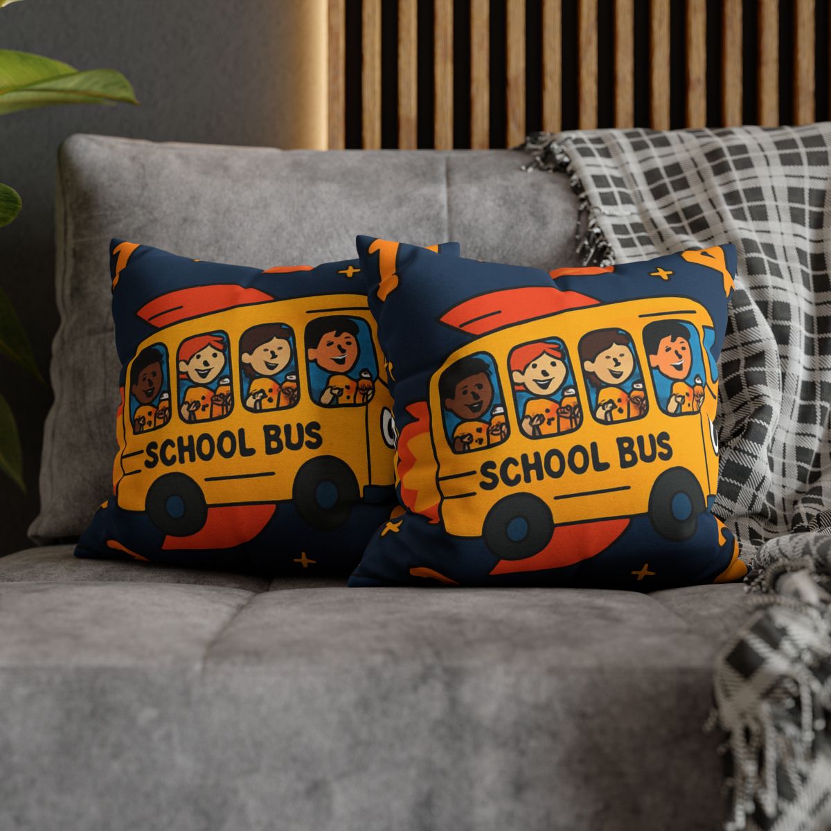 Rocket School Bus To Planet Math stylish decorative pillowcases