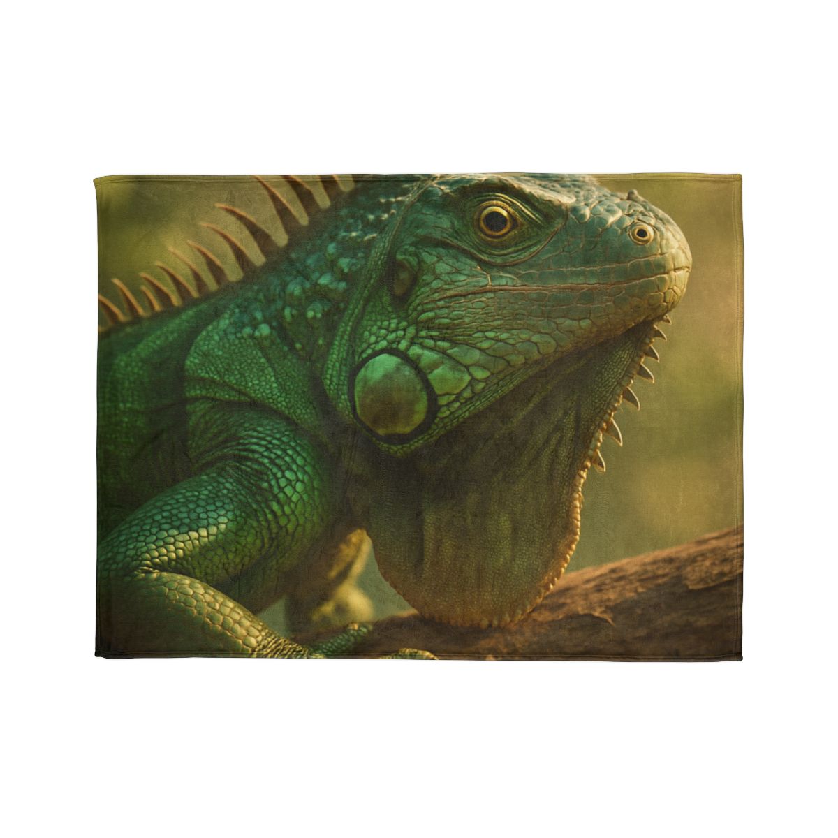 Sunlit Armor Green Iguana designer printed blankets