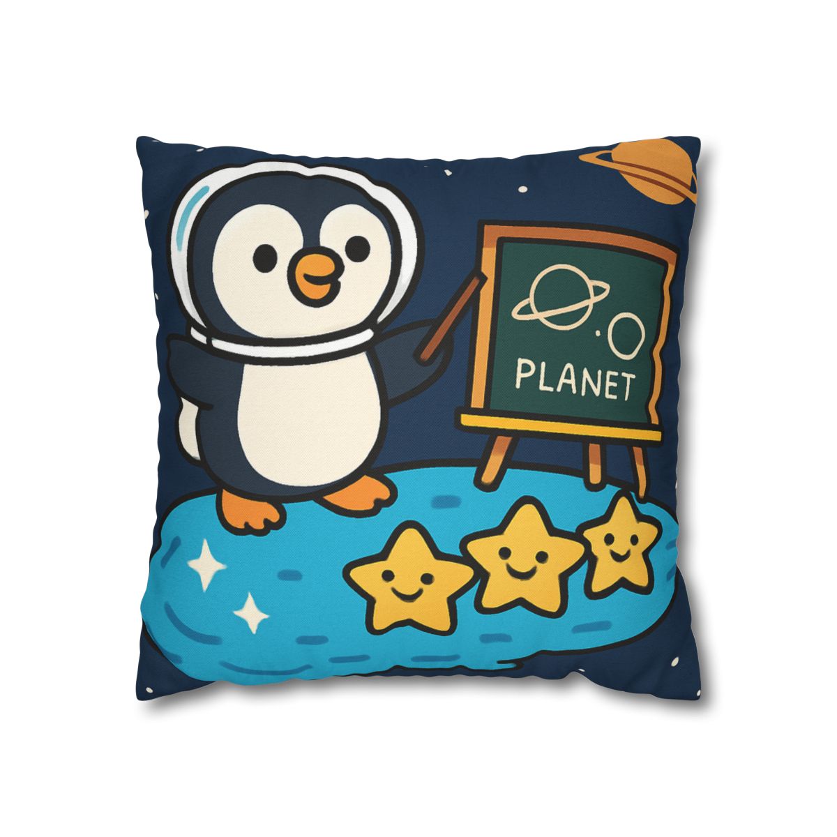 Comet Classroom With Captain Penguin personalized pillow covers