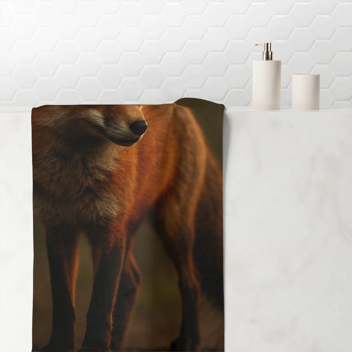 Crimson Whisper Red Fox stylish beach towels