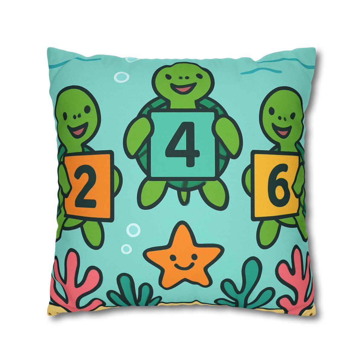 Coral Reef Math Parade Of Sea Turtles soft cotton pillow cases