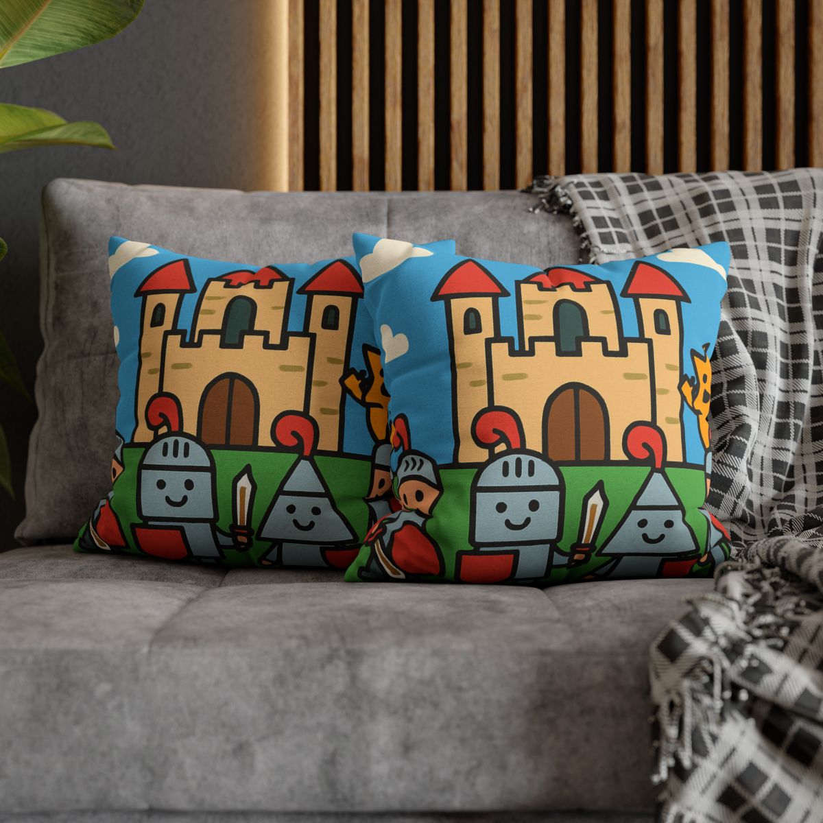 Castle Of Shape Knights designer print pillow cases
