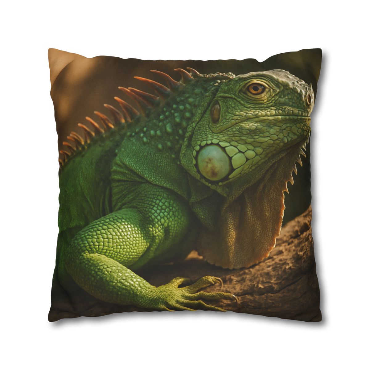 Sunlit Perch Green Iguana soft cotton pillow cases