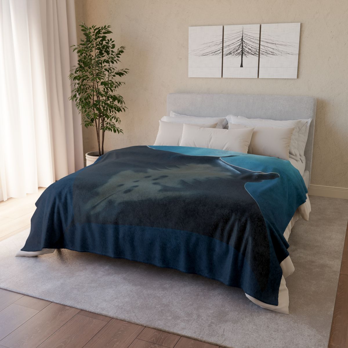 Manta Ray Moon Glide decorative home blankets