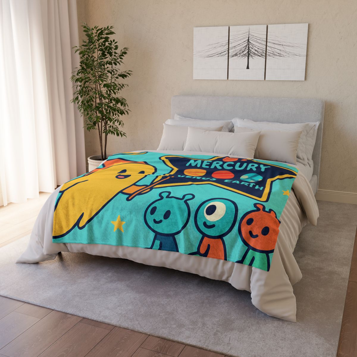 Comet Classroom On A Floating Asteroid personalized cozy blankets