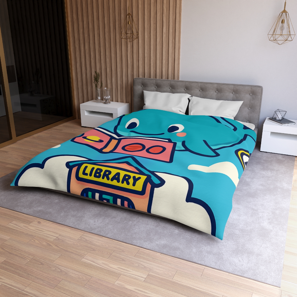 Nebula Library Sky Whale Reading Time unique patterned duvets
