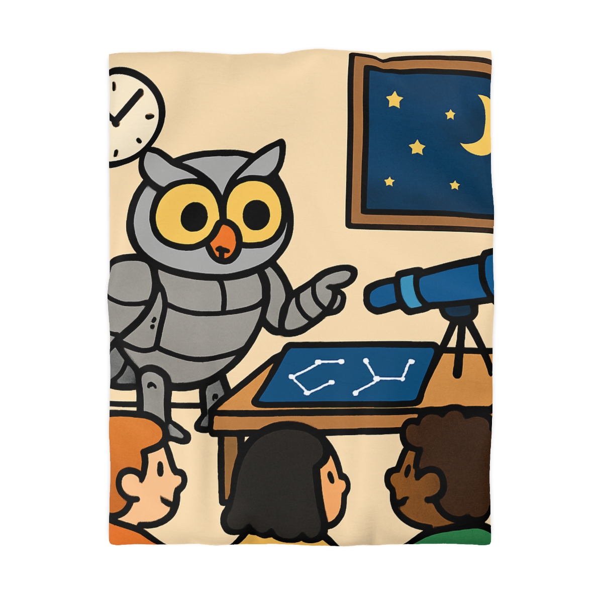 Robot Owl Telescope Workshop custom duvets