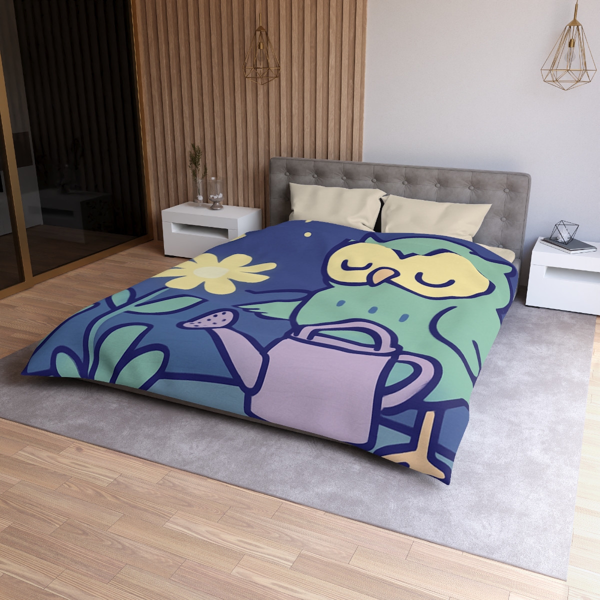 Moon Garden Owl designer printed duvets