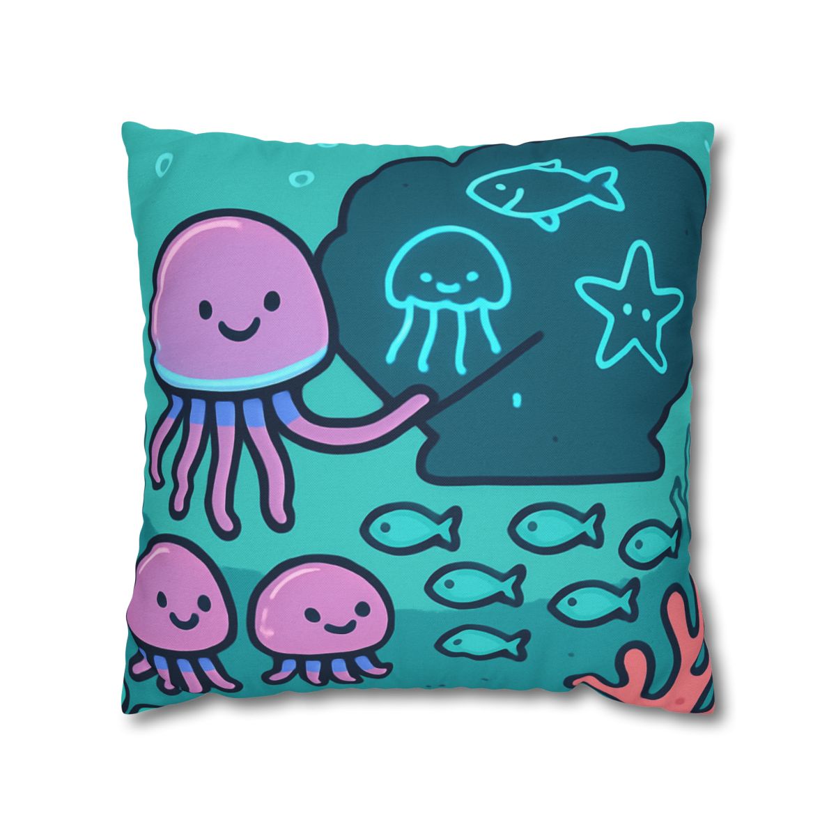 Bioluminescent Reef School With Glow Jellyfish custom pillow cases