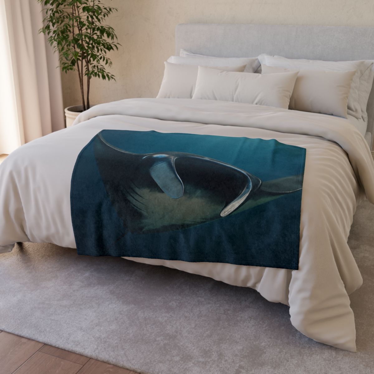 Starlit Glide Manta Ray soft fleece blankets