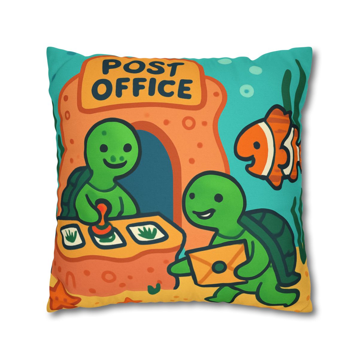 Coral Reef Post Office Run By Sea Turtles soft cotton pillow cases