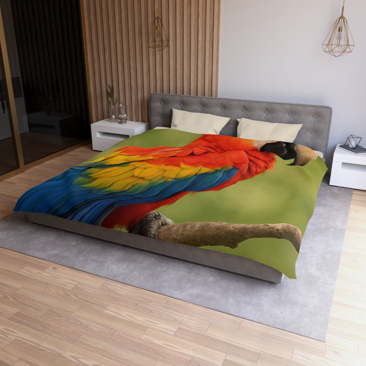 Crimson Cascade Scarlet Macaw custom duvets