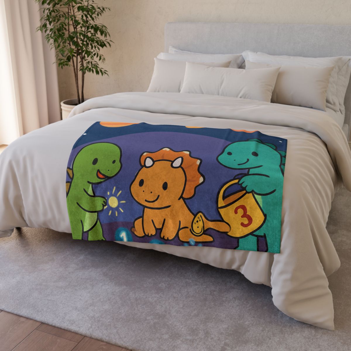 Galaxy Garden Dinosaurs designer printed blankets