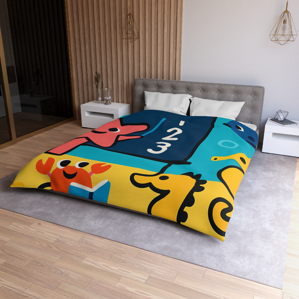 Starfish Schoolhouse Adventure designer printed duvets