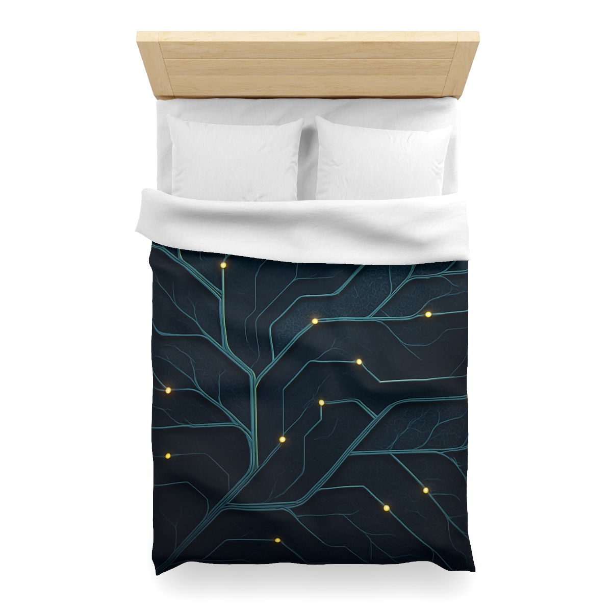 Leaf Vein Circuit Filigree designer printed duvets