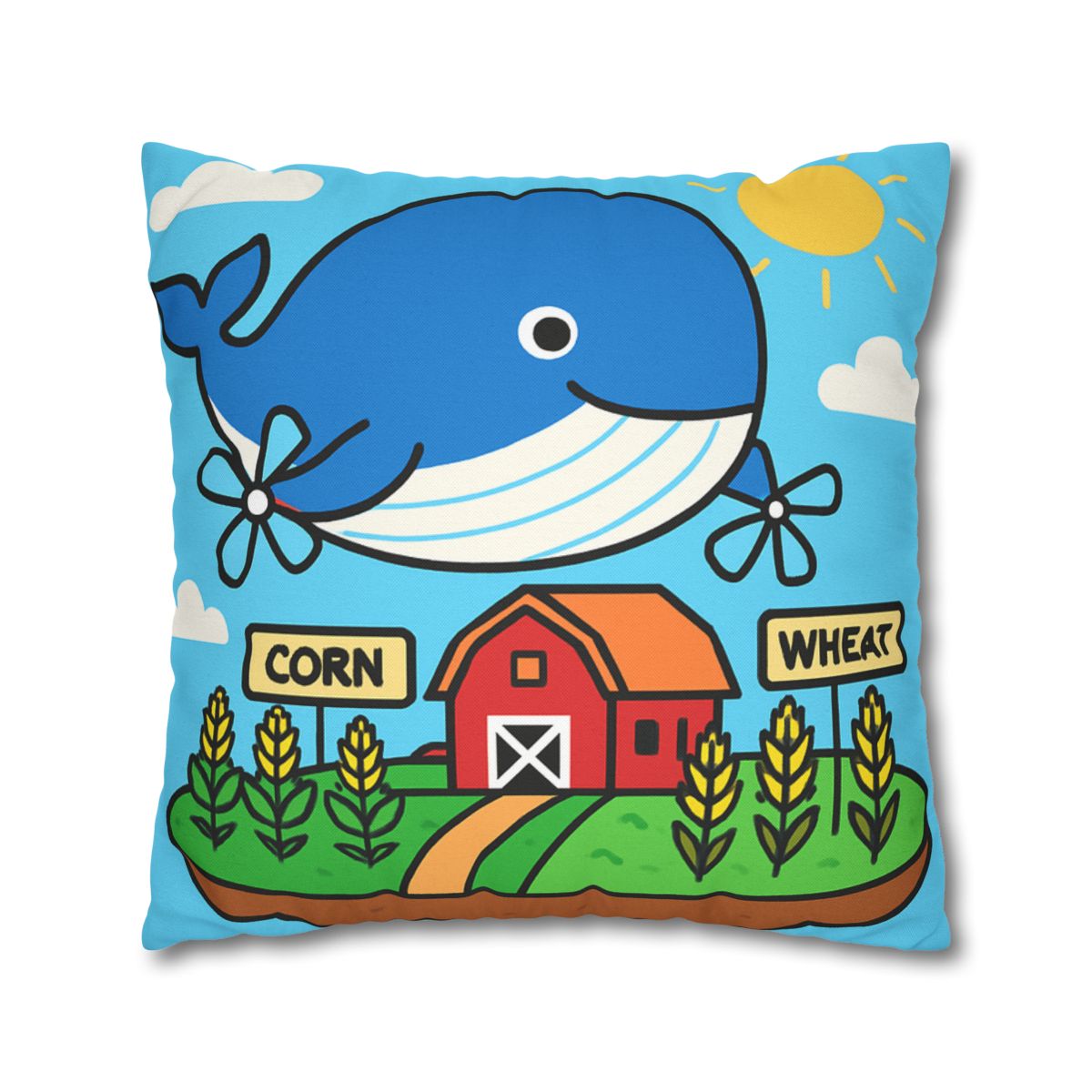 Windmill Whale Above The Floating Farm trendy patterned pillow cases