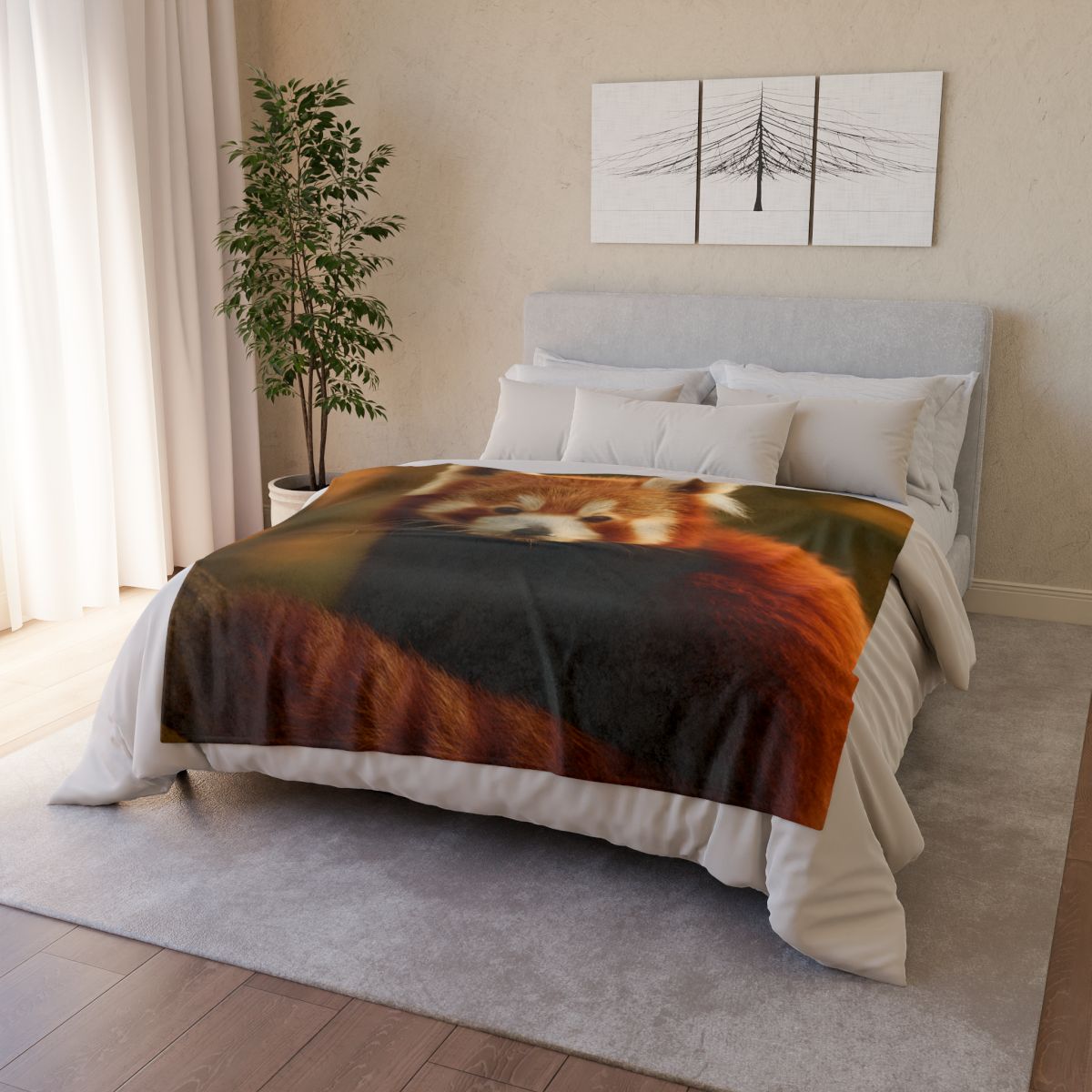 Crimson Whisper Red Panda trendy patterned blankets