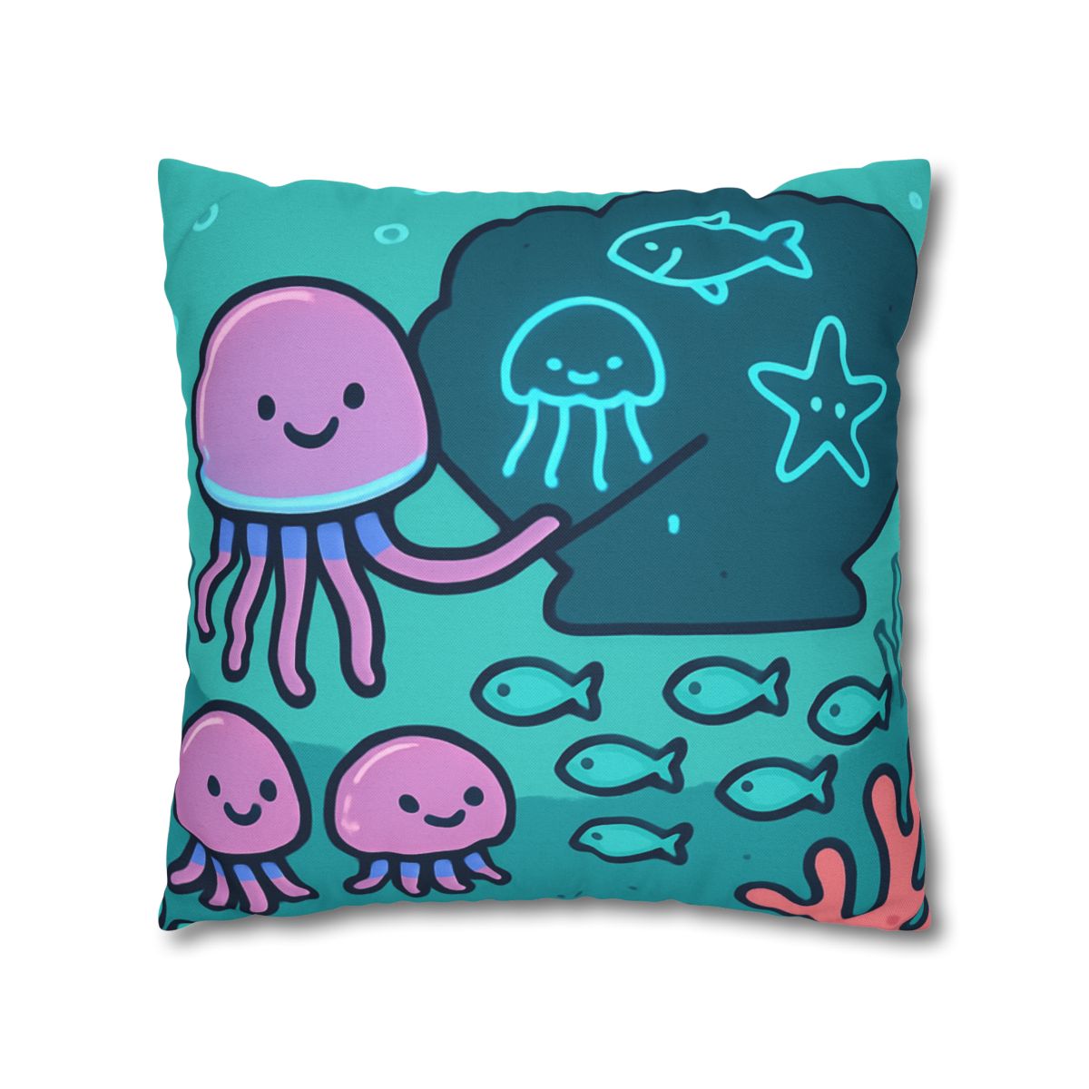Bioluminescent Reef School With Glow Jellyfish custom pillow cases