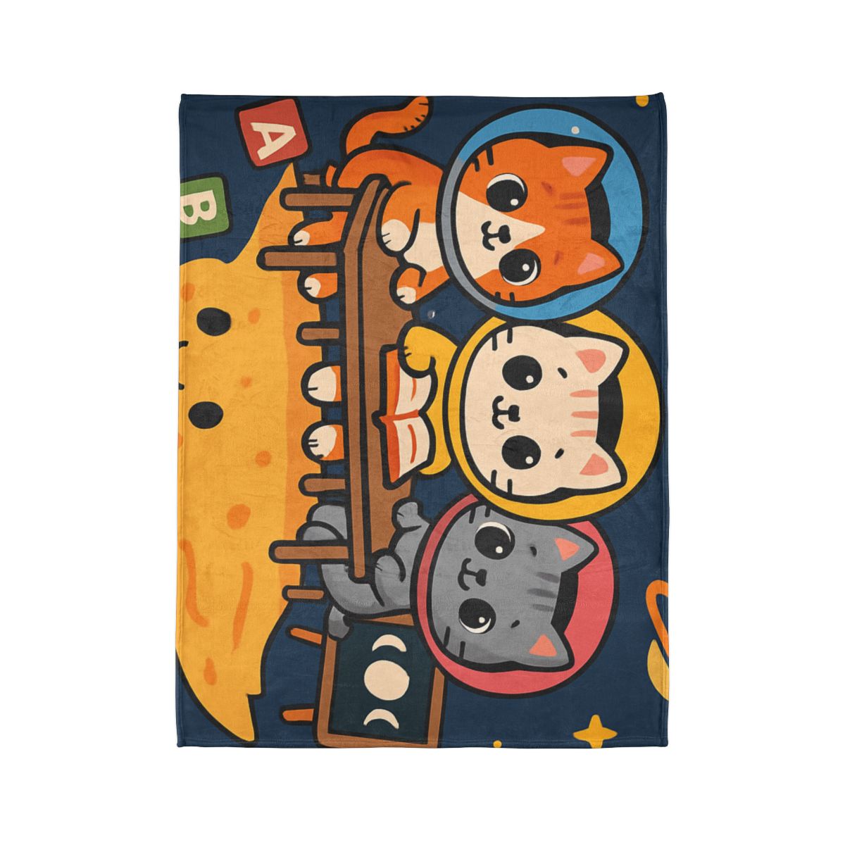 Comet Classroom With Curious Kittens unique gift blanketscustom blankets