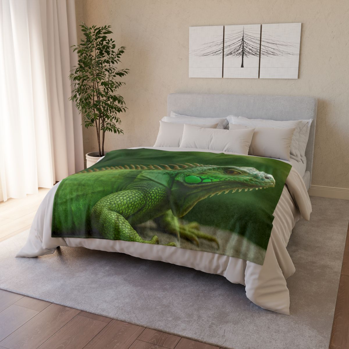 Stone Watcher Green Iguana decorative home blankets