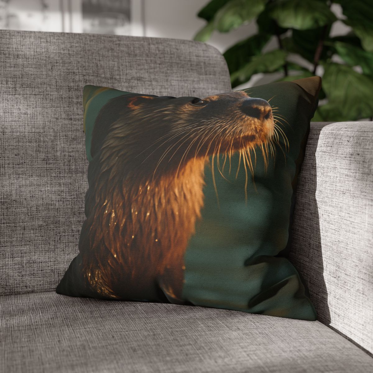 Glinting Stream River Otter soft cotton pillow cases