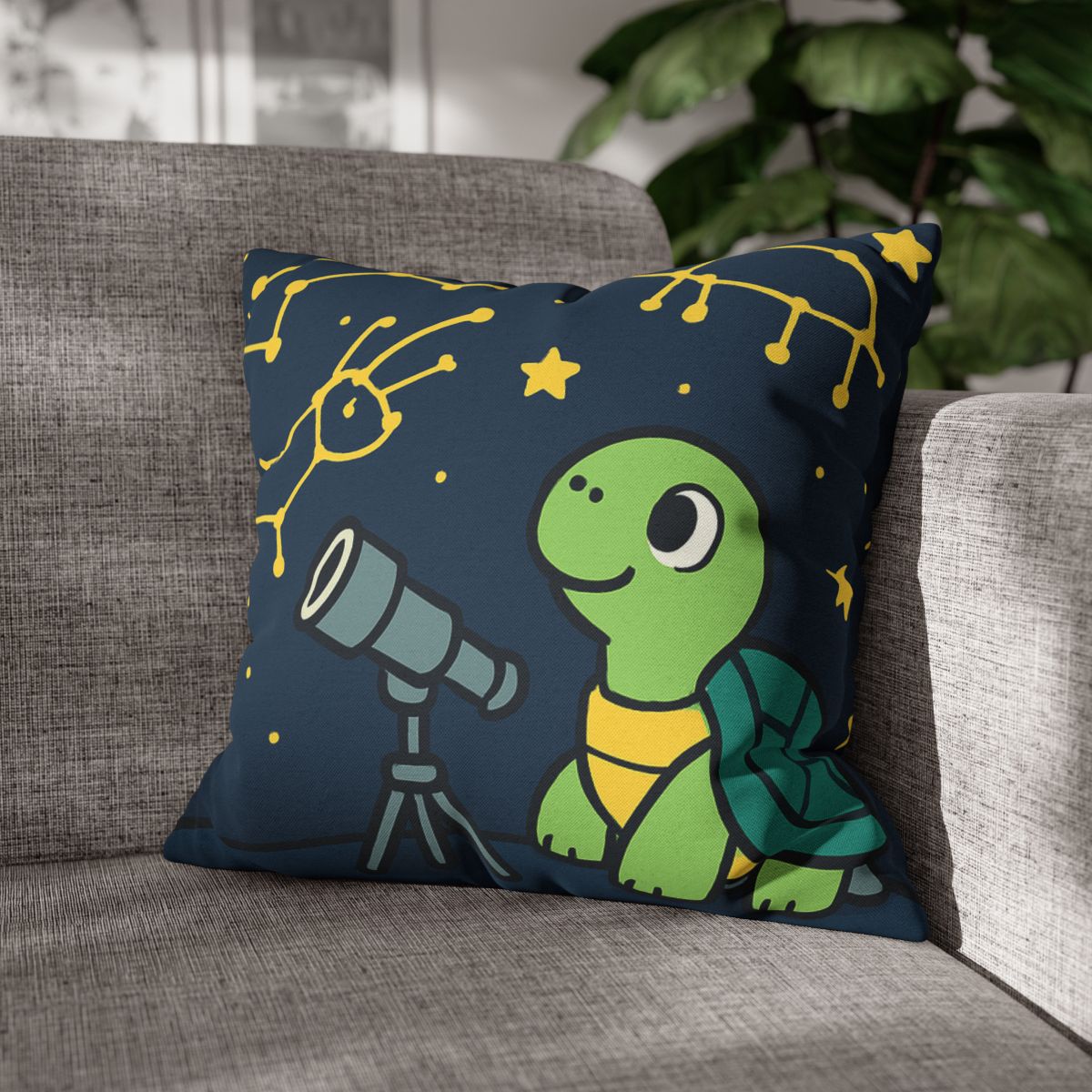 Stargazing Space Turtle trendy patterned pillow cases