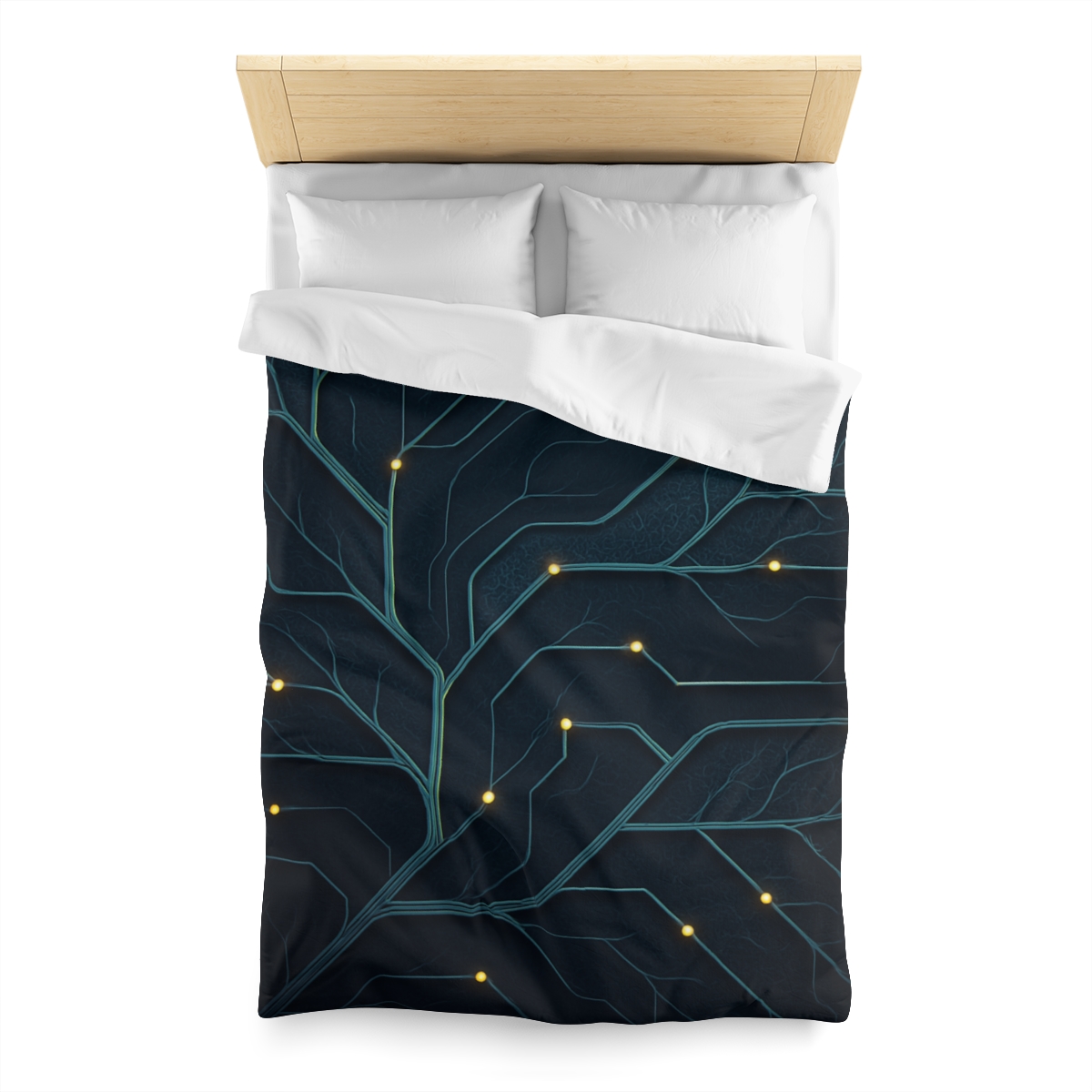 Leaf Vein Circuit Filigree designer printed duvets