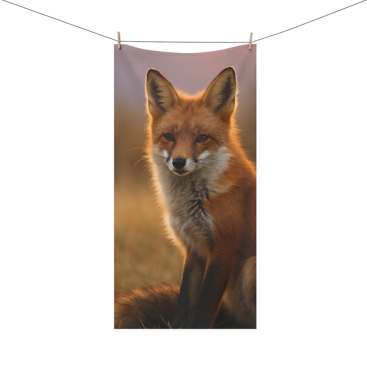 Crimson Whisper Red Fox personalized bath towels