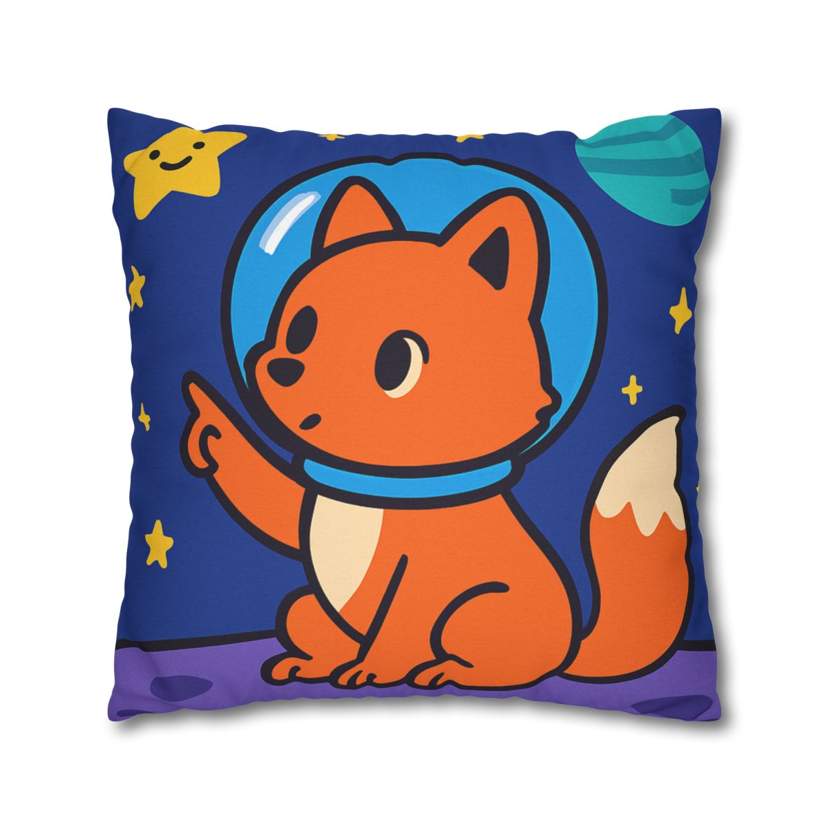 Stargazing Space Fox designer print pillow cases