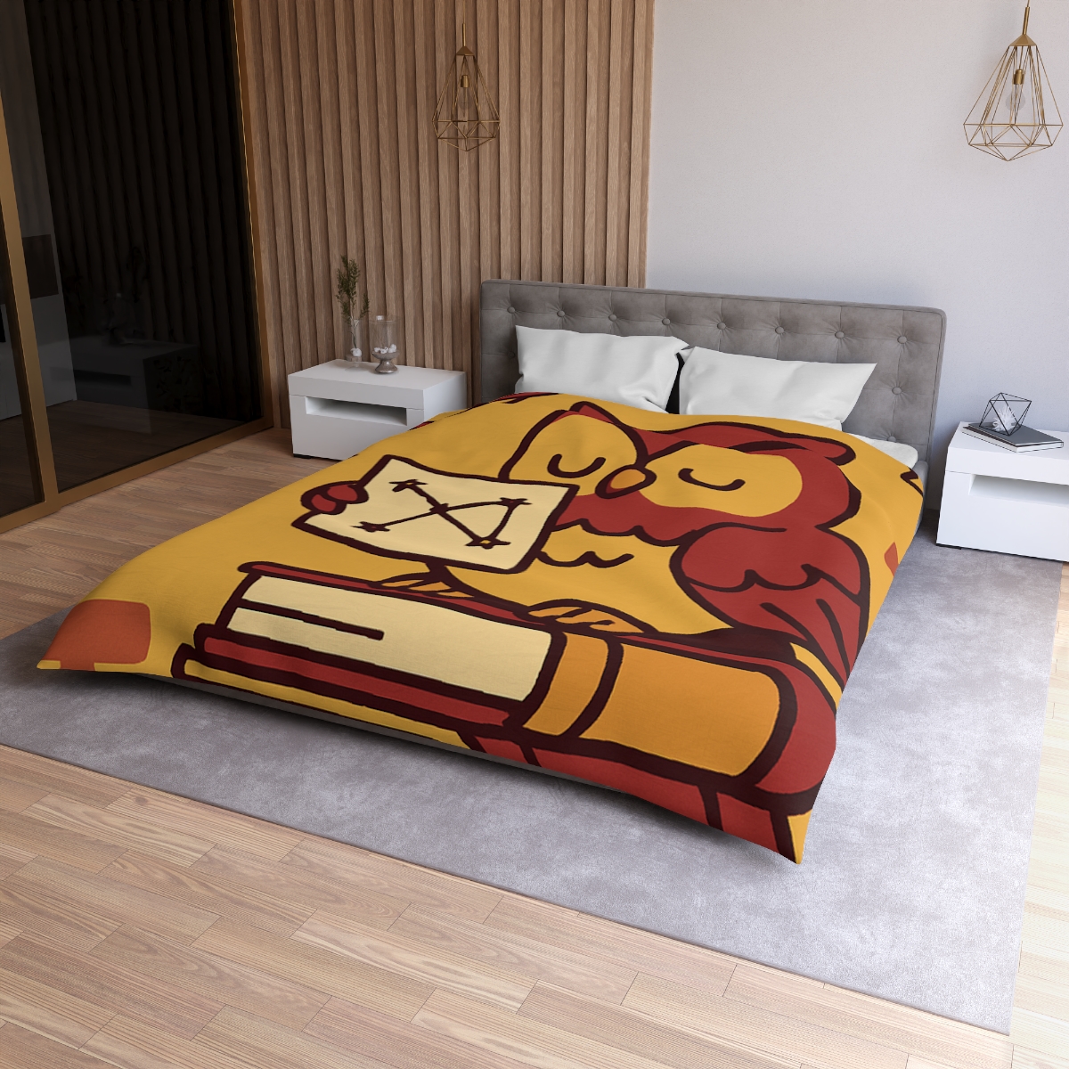 Cosmic Owl Library custom duvets