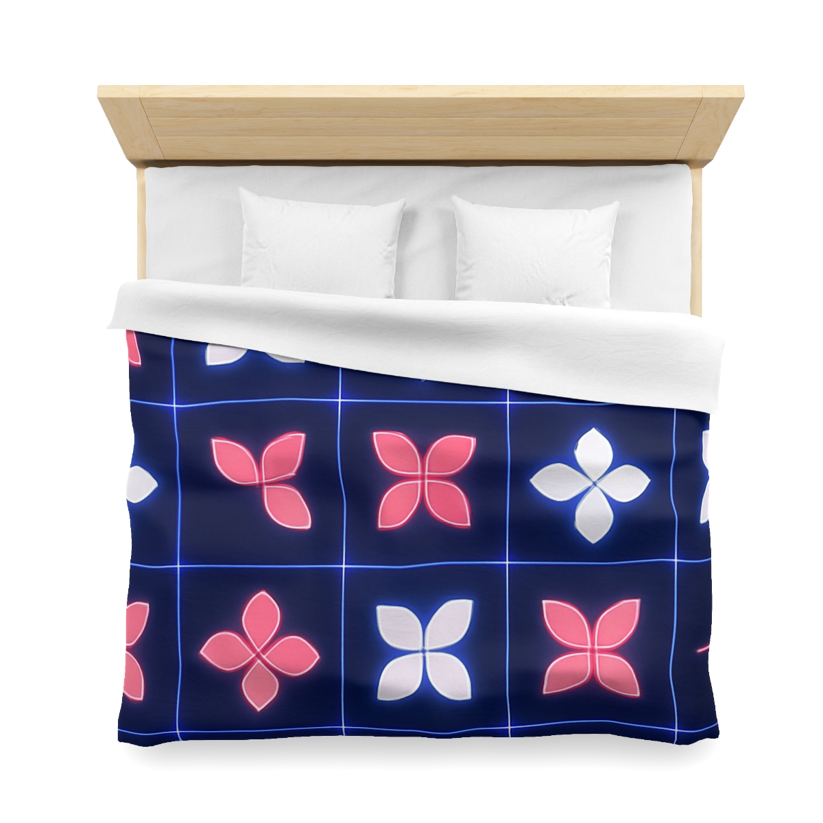 Quantum Blossom Grid designer printed duvets