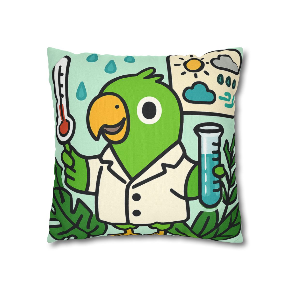 Rainforest Weather Lab With Parrot Scientist stylish decorative pillowcases