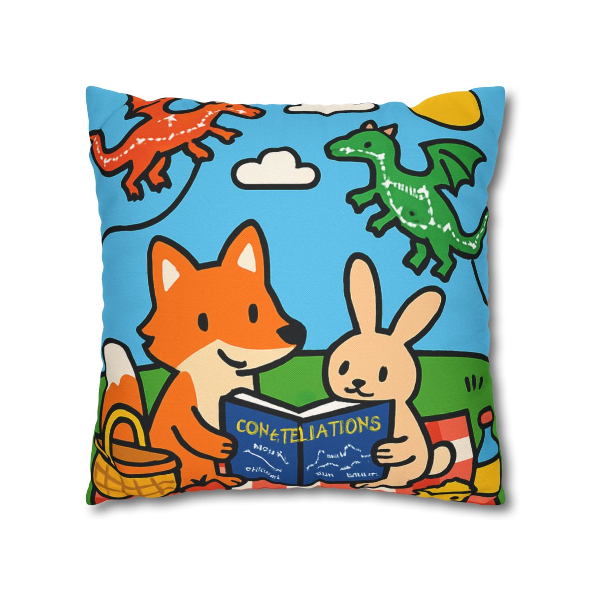Sky Map Picnic With Dragon Kites personalized pillow covers