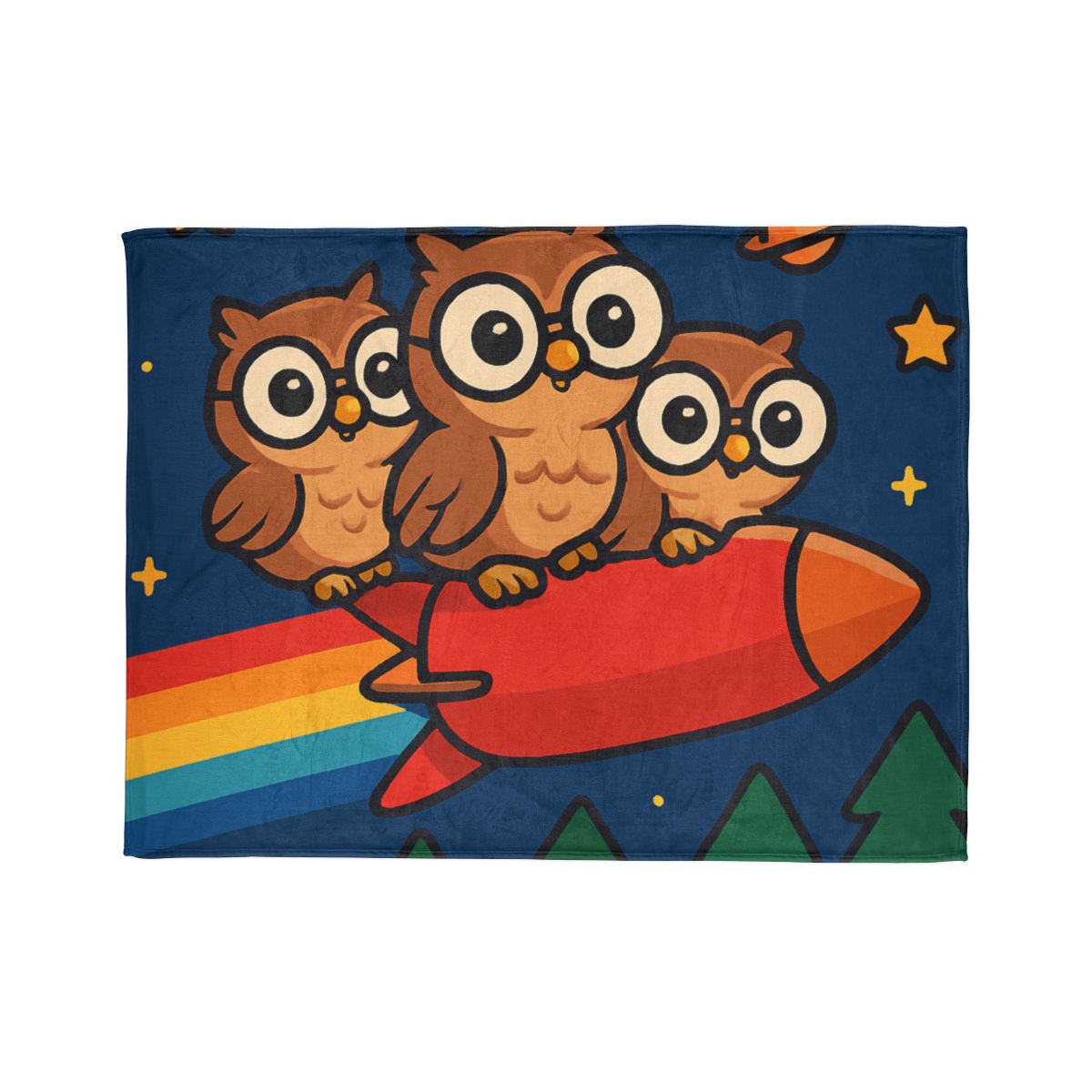 Rocket Riding Forest Owls warm winter blankets