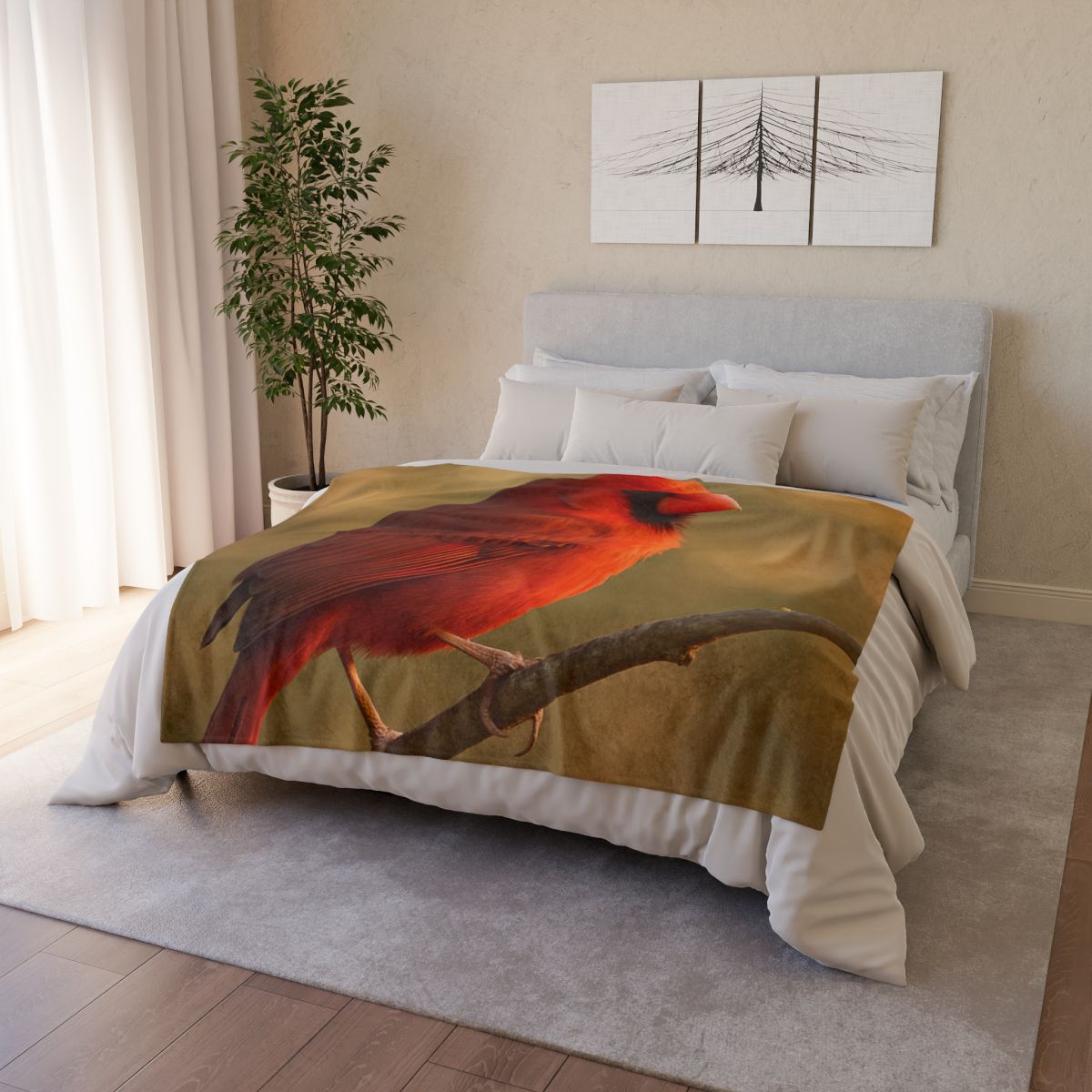 Crimson Pulse Northern Cardinal warm winter blankets