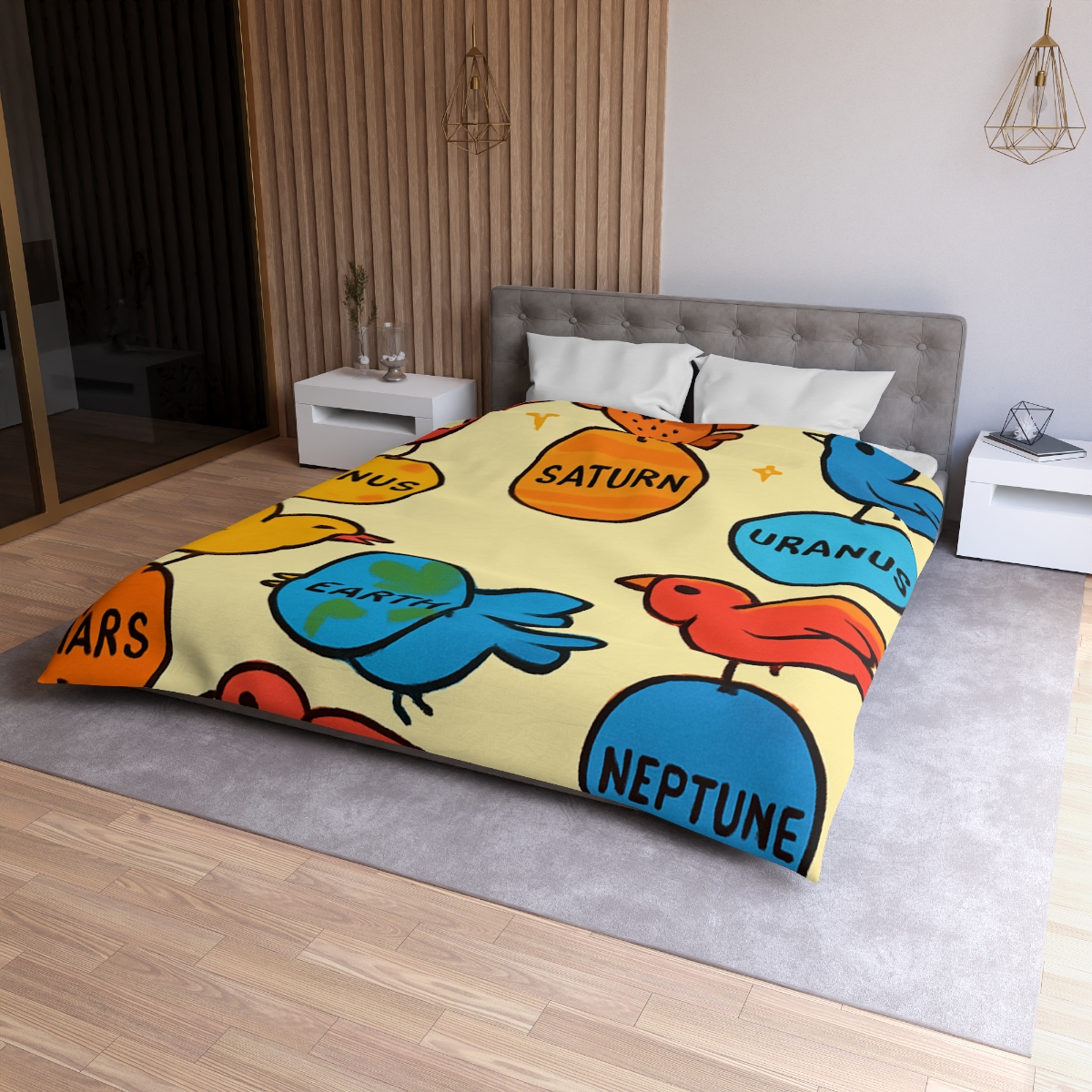 Solar System Circus Of Birds unique patterned duvets